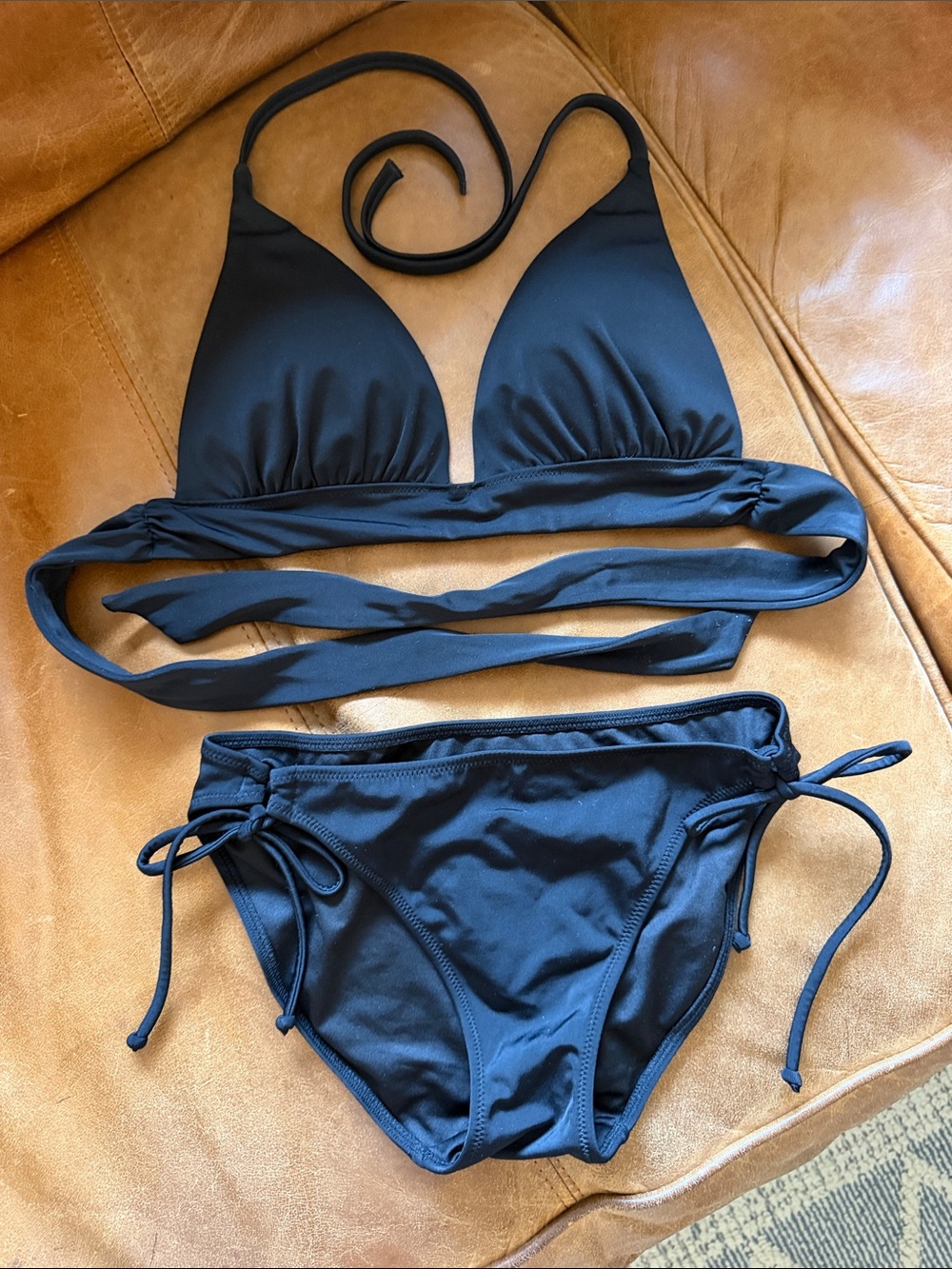 Victoria's Secret Black Wrap Triangle Bikini Set